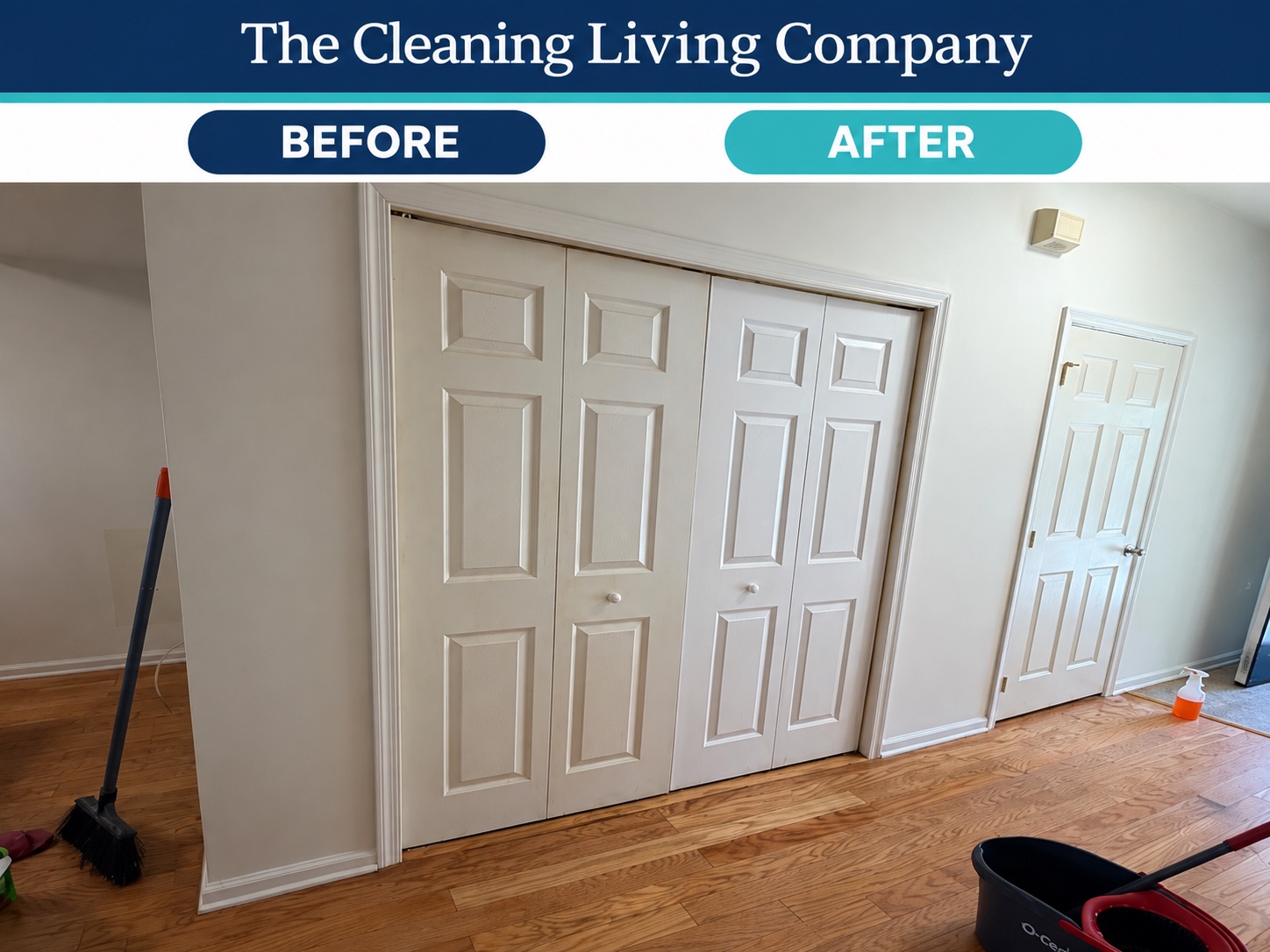 Closet and floor cleaning before and after
