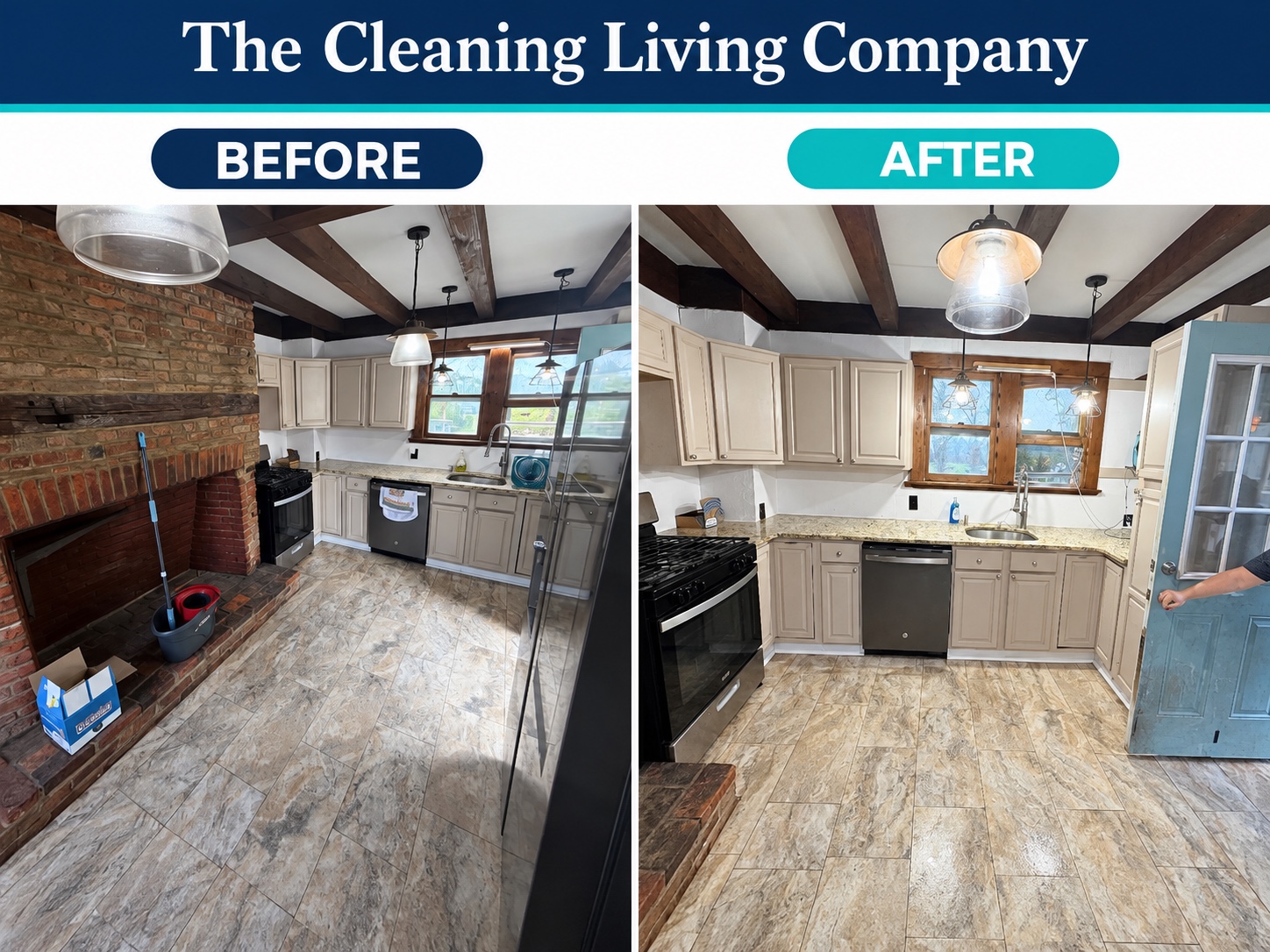 Kitchen cleaning before and after