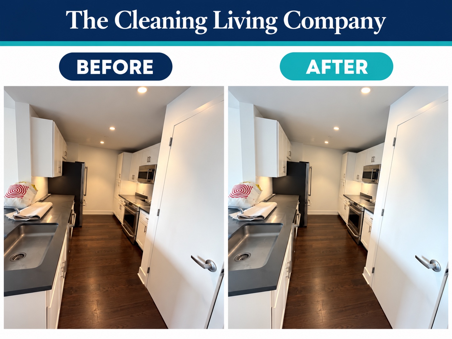 Kitchen detail cleaning before and after